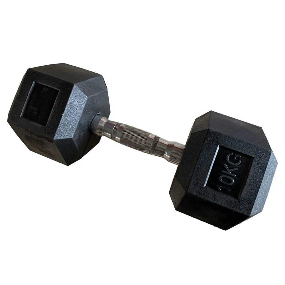 Gym Equipment Fitness 10kg Rubber Dumbbells Free Weights for Strength Training